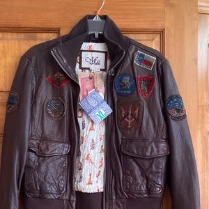 Brand new top gun leather jacket XL